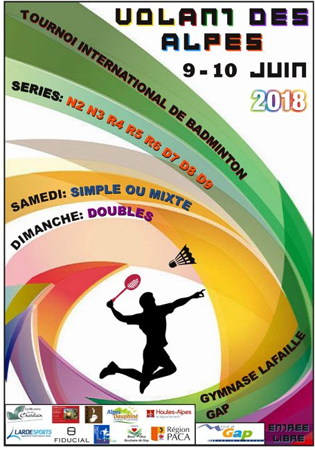 18ème Volant des Alpes : tournoi national de Badminton les 9 et 10 juin 2018 au Gymnase Lafaille