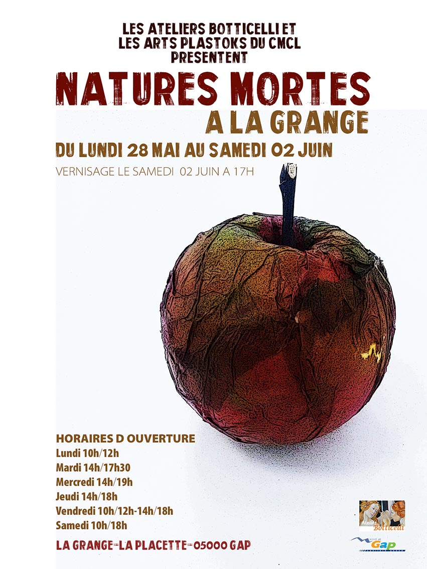 Expo "Natures mortes" à la Galerie d'Art La Grange du 28 mai au 2 juin.
